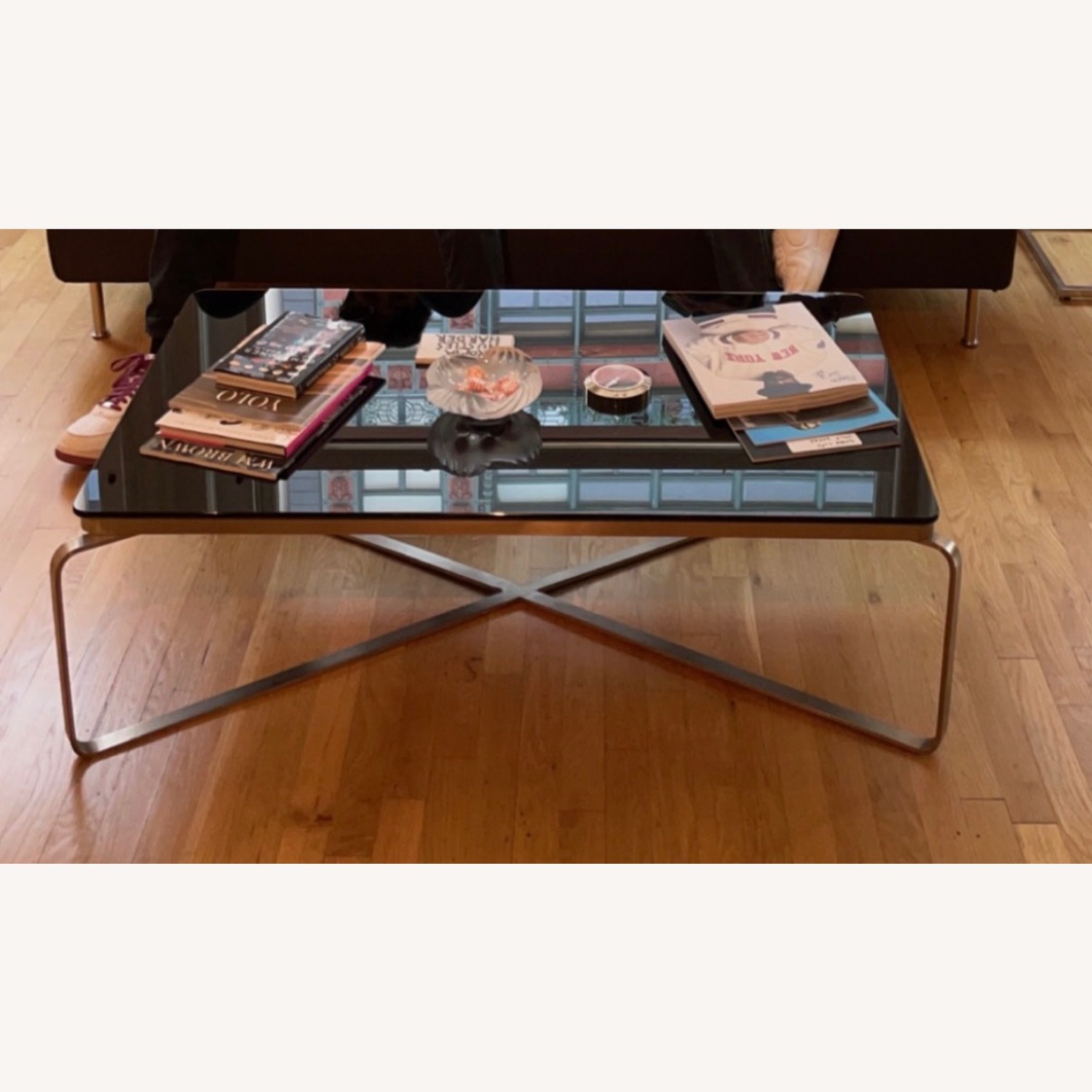 Cassina Smoked Glass and Metal Coffee Table  - image-2
