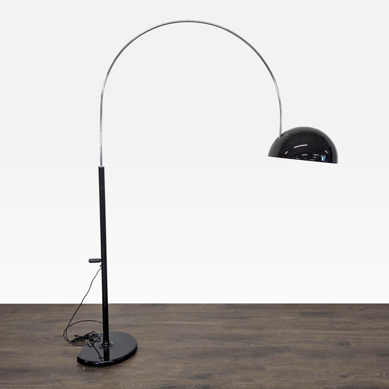 Oluce Coupe Modern Arc Floor Lamp with Black Dome  - image-7