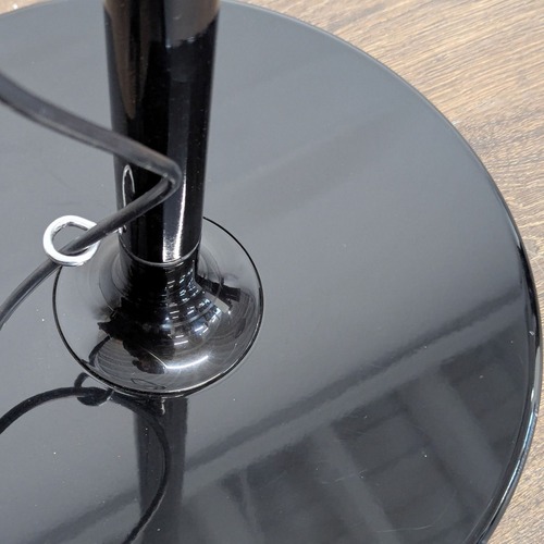 Used Oluce Coupe Modern Arc Floor Lamp with Black Dome  for sale on AptDeco