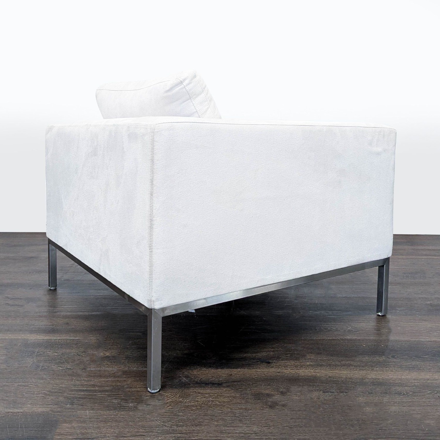 Modern White Lounge Chair with Metal Legs	 - image-6