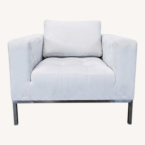 Used Modern White Lounge Chair with Metal Legs	 for sale on AptDeco