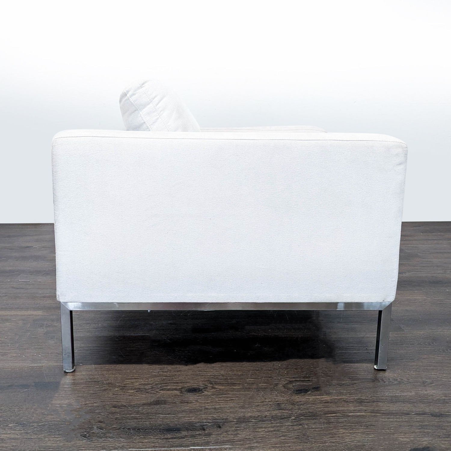 Modern White Lounge Chair with Metal Legs	 - image-8