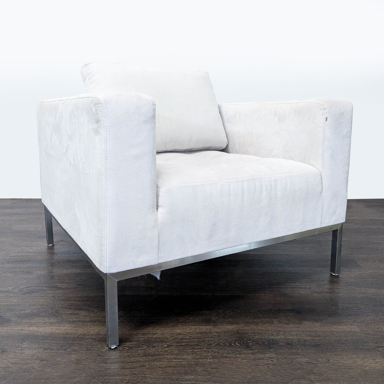 Modern White Lounge Chair with Metal Legs	 - image-9