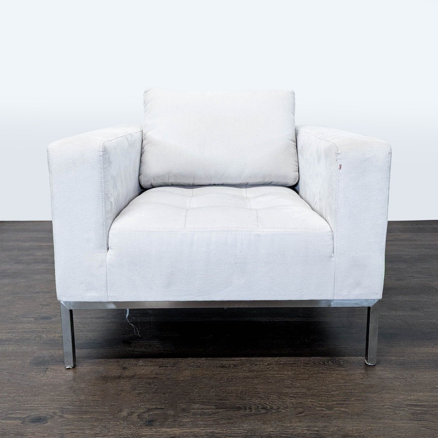 Modern White Lounge Chair with Metal Legs	 - image-10