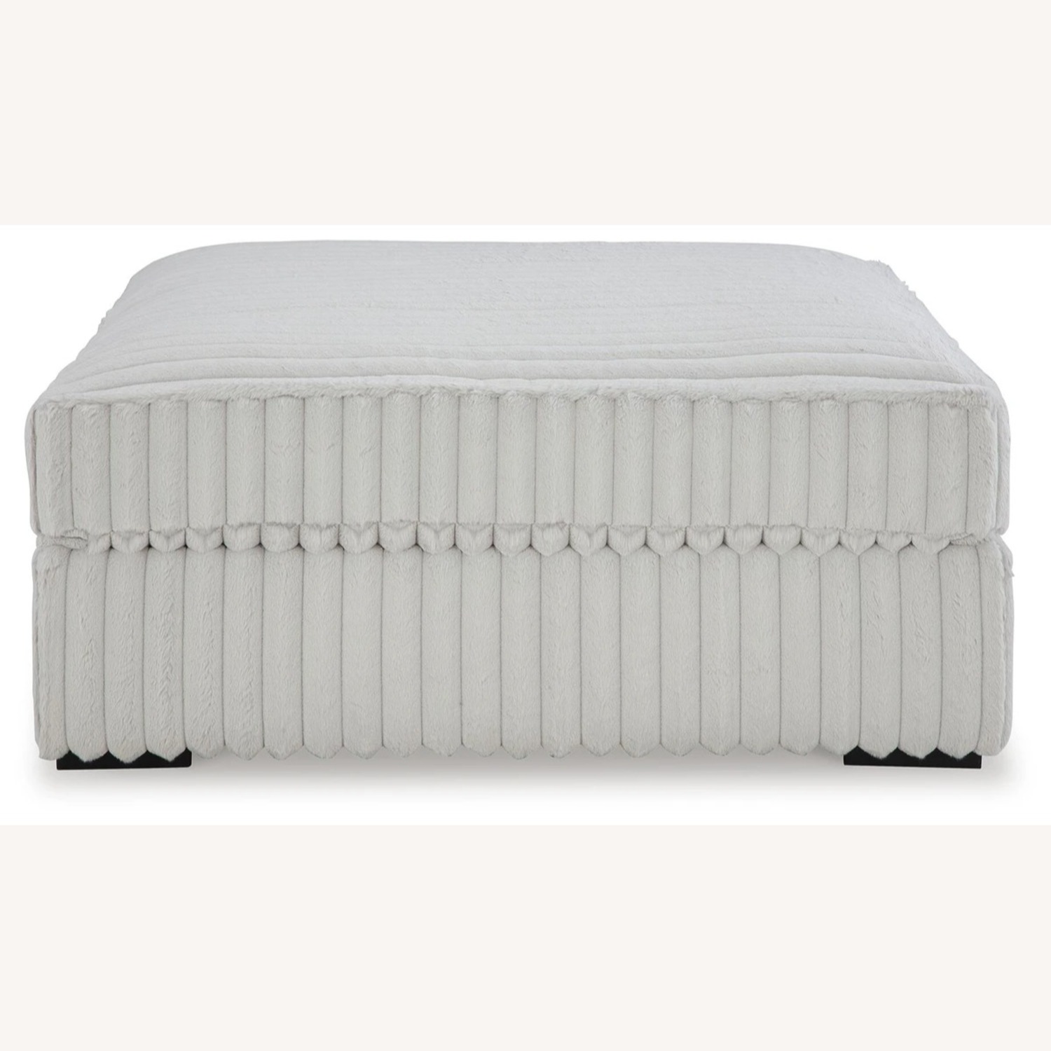 Ashley Furniture White Fabric Ottoman - image-1
