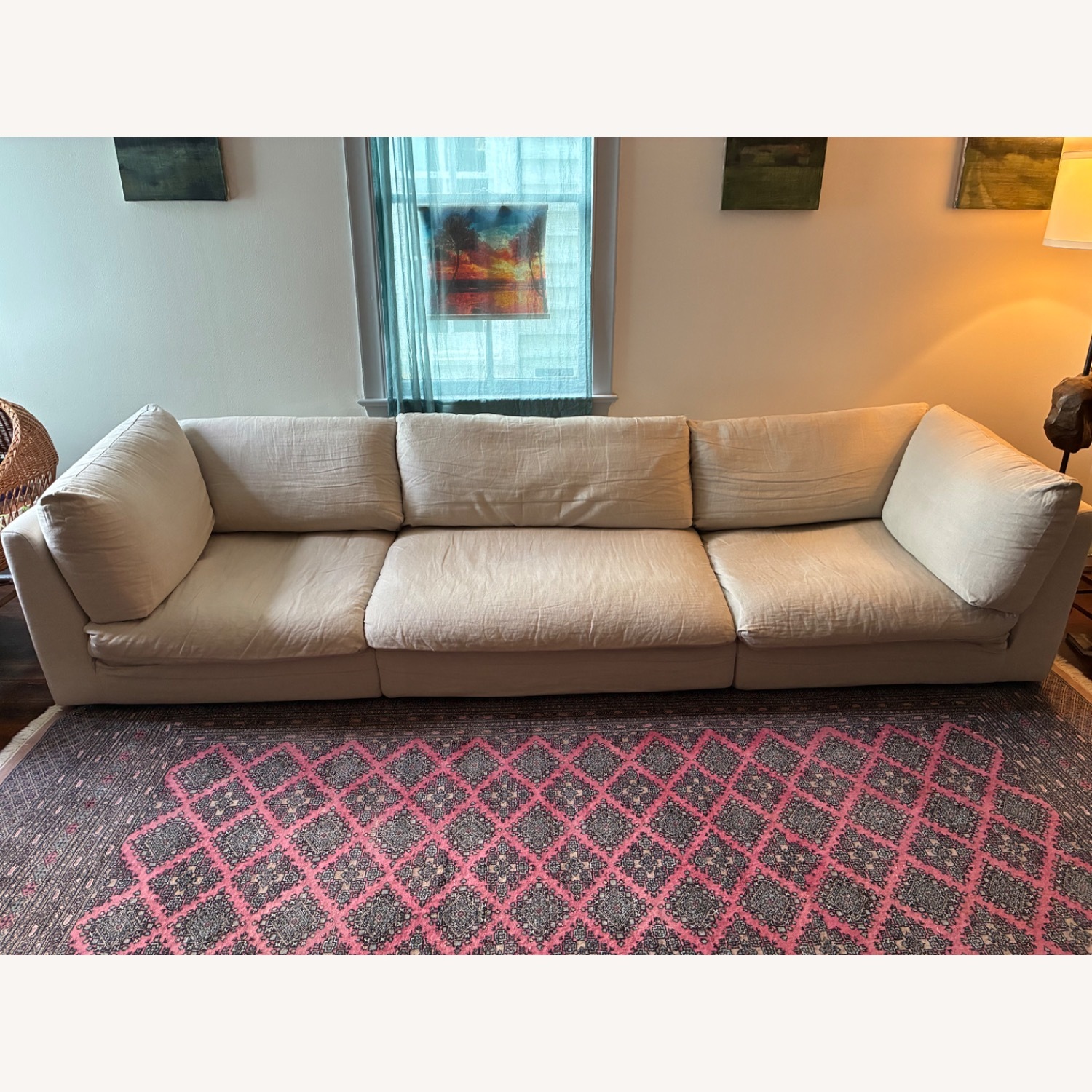 Anthropologie La Jolla Natural Linen 3+ Piece Sectional - image-3