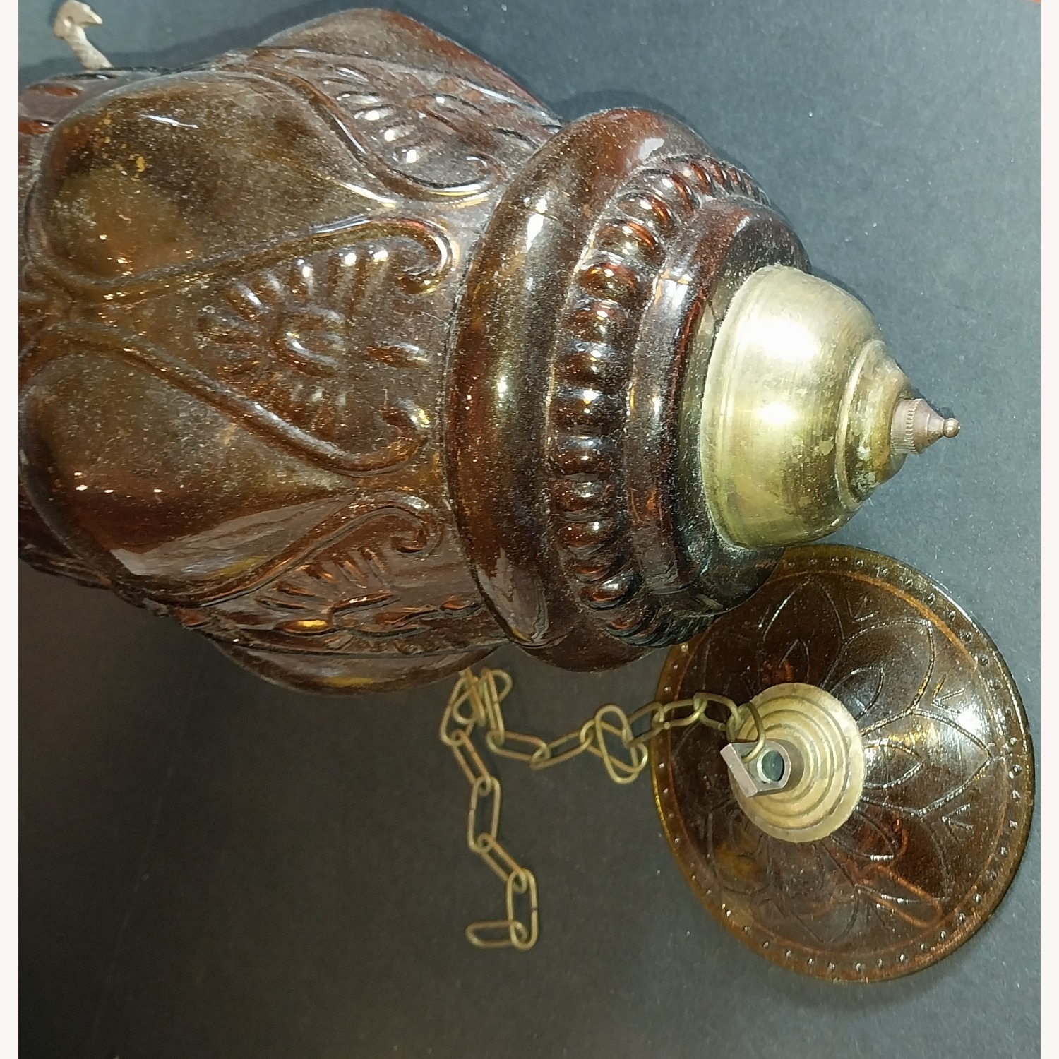 Amber Glass Hanging Tea Light Lantern  - image-3