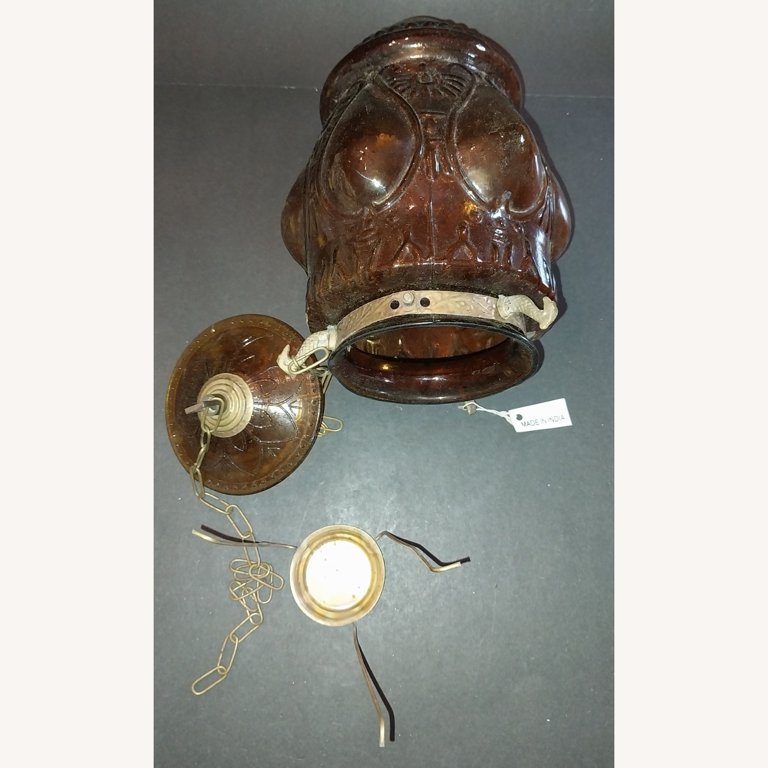 Amber Glass Hanging Tea Light Lantern  - image-12
