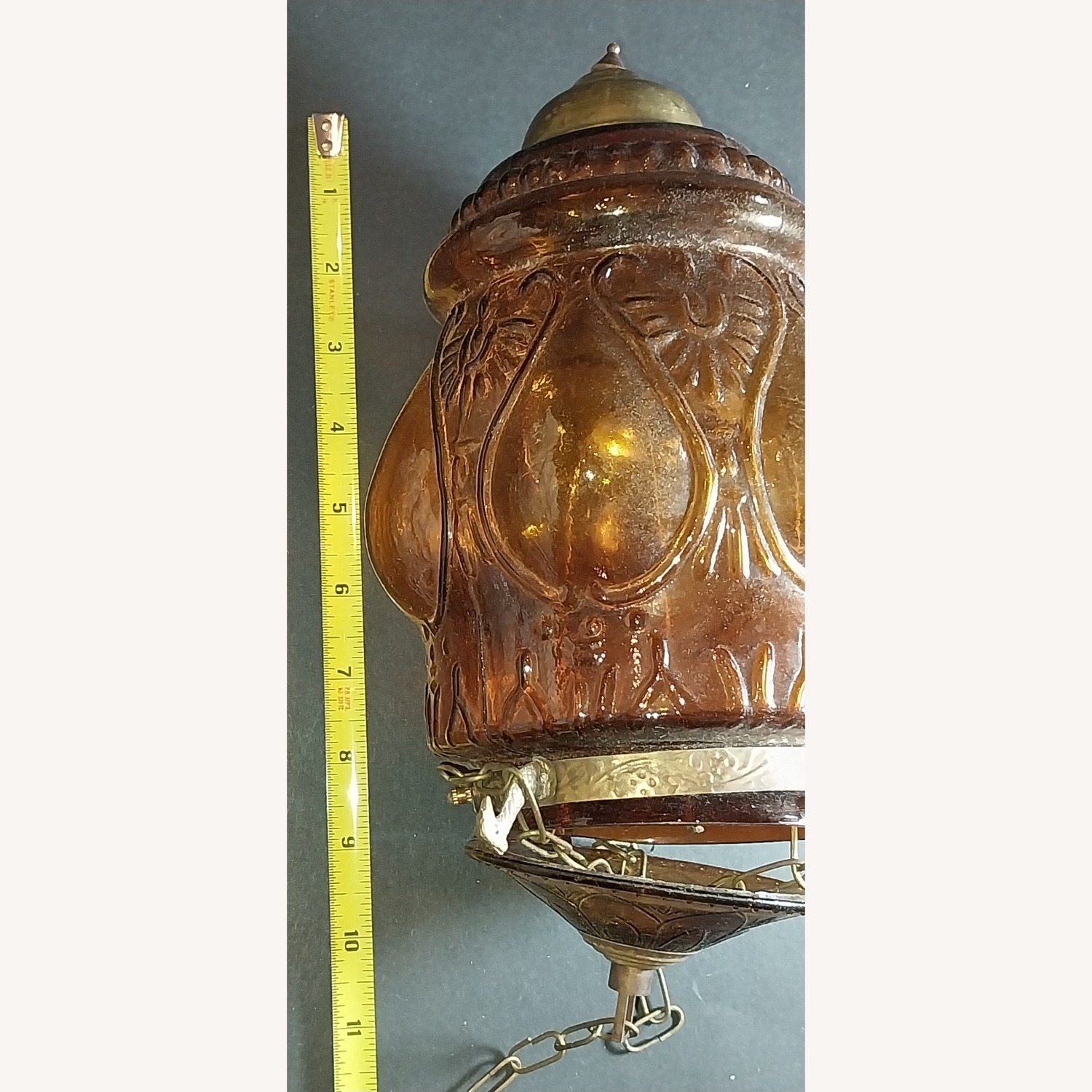 Amber Glass Hanging Tea Light Lantern  - image-5
