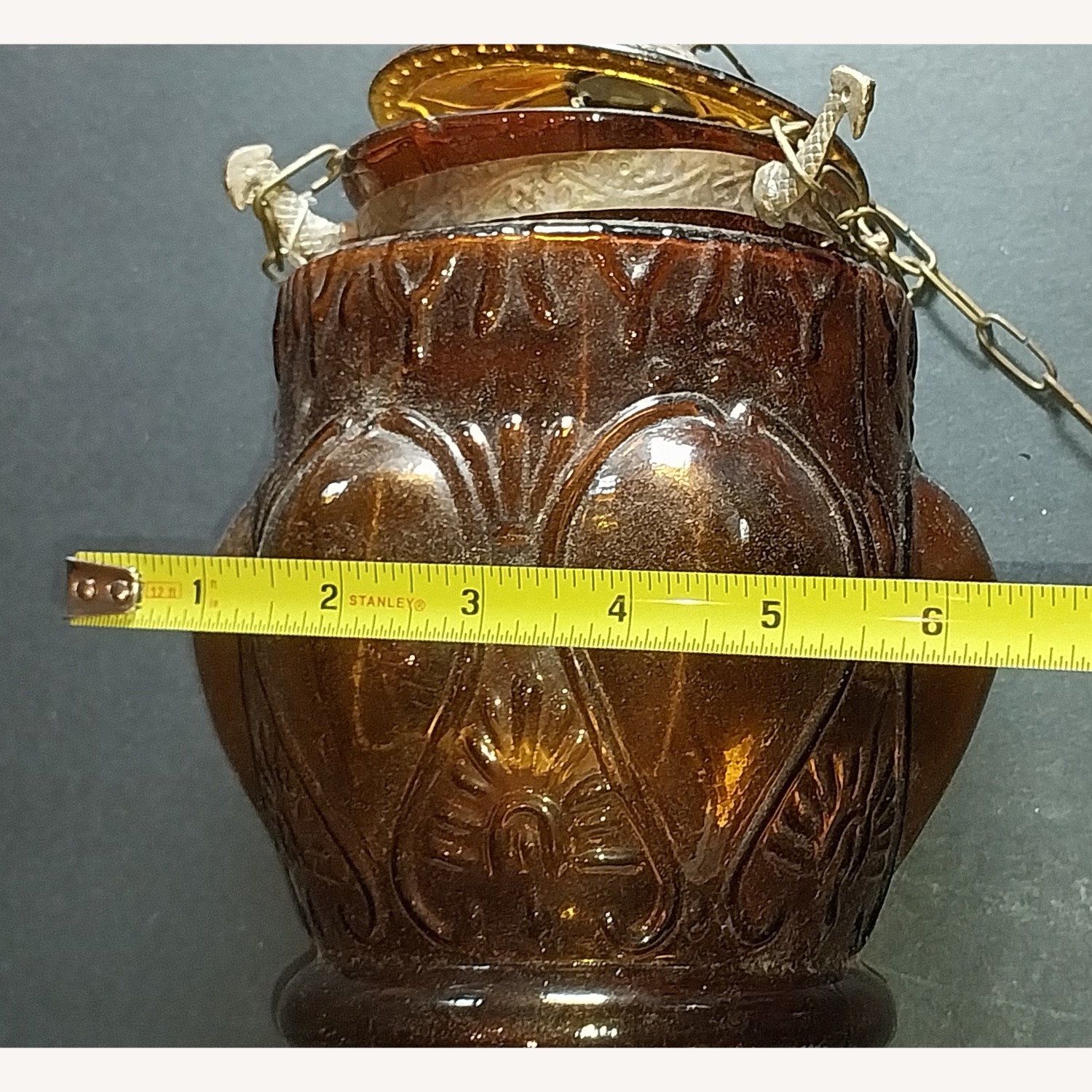 Amber Glass Hanging Tea Light Lantern  - image-4