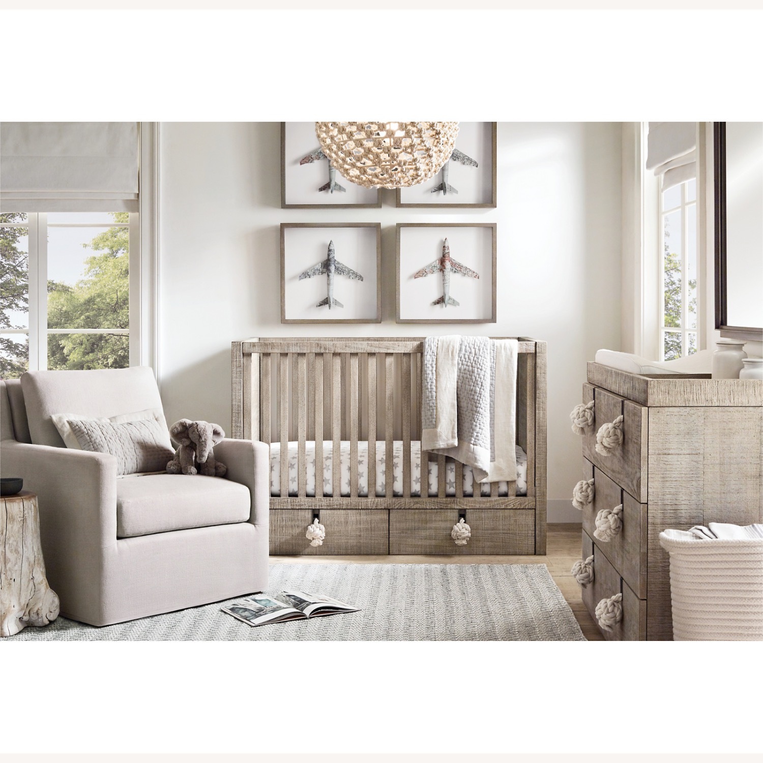 Restoration Hardware Swivel Gliding Chair/Ottoman - image-3