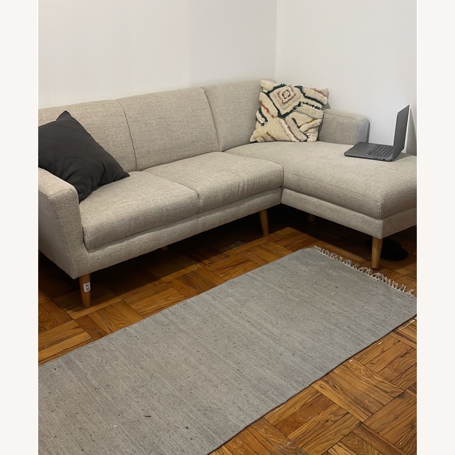 West Elm Oliver Light Gray Fabric 2 Piece Sectional - image-1