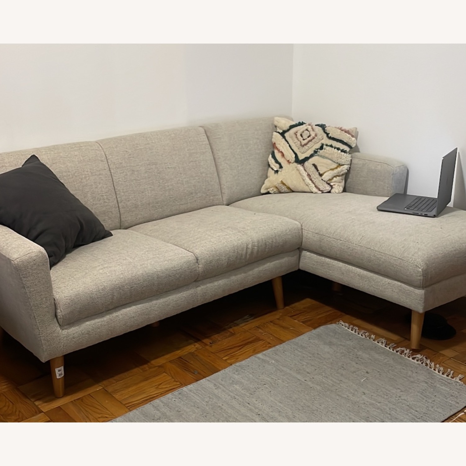 West Elm Oliver Light Gray Fabric 2 Piece Sectional - image-4