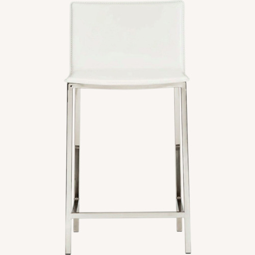Used CB2 Phoenix White Leather Stools for sale on AptDeco