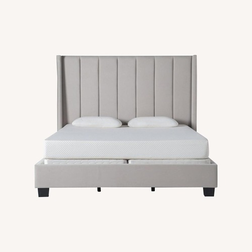 Used Living Spaces Topanga Light Gray Velvet King Bed for sale on AptDeco