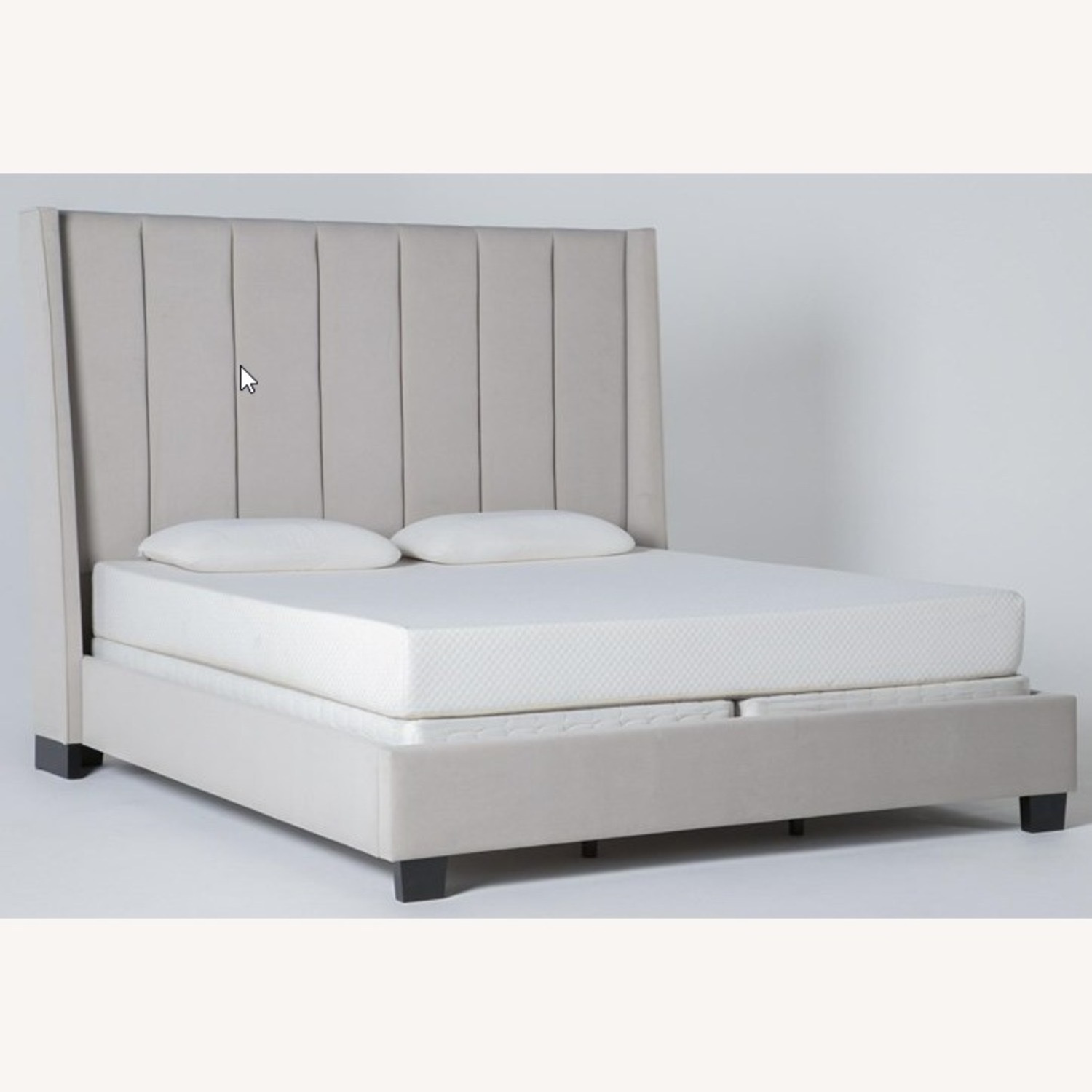 Living Spaces Topanga Light Gray Velvet King Bed - image-3