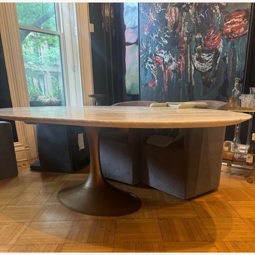 Used Restoration Hardware Aero Stone Oval Dining Table for sale on AptDeco