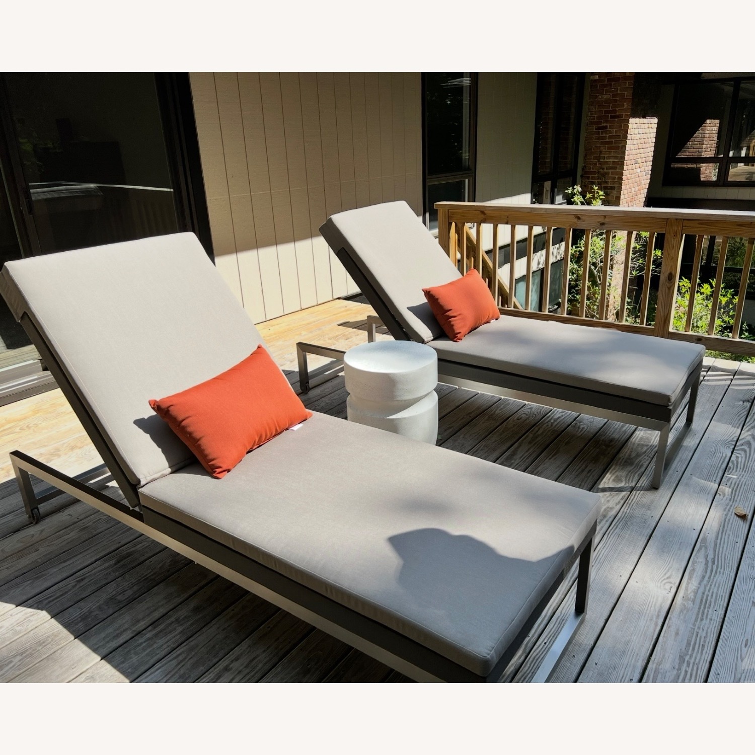 Crate & Barrel Dune Light Brown Fabric Patio Furniture - image-1
