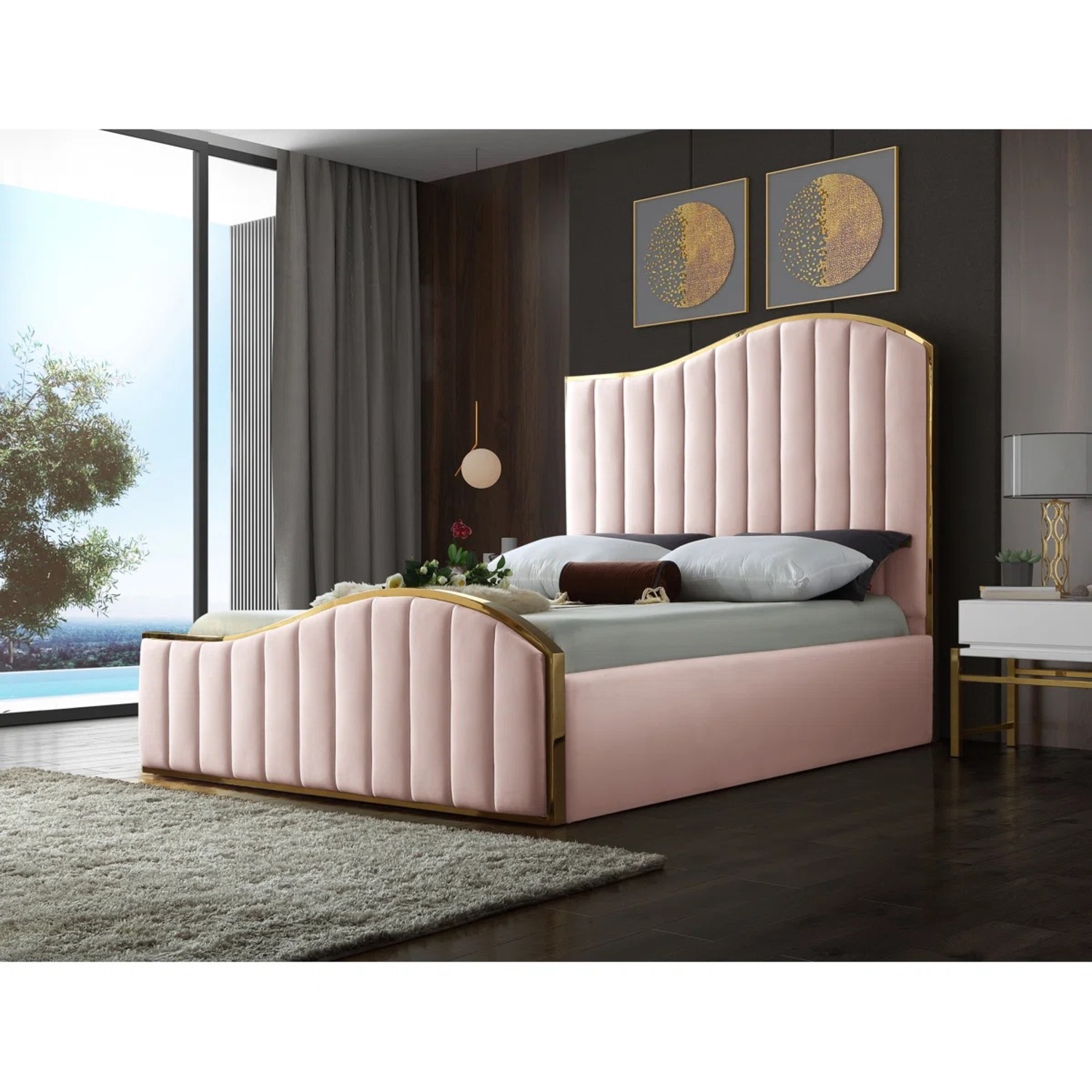 Wulff Velvet Upholstered Platform Bed - image-1
