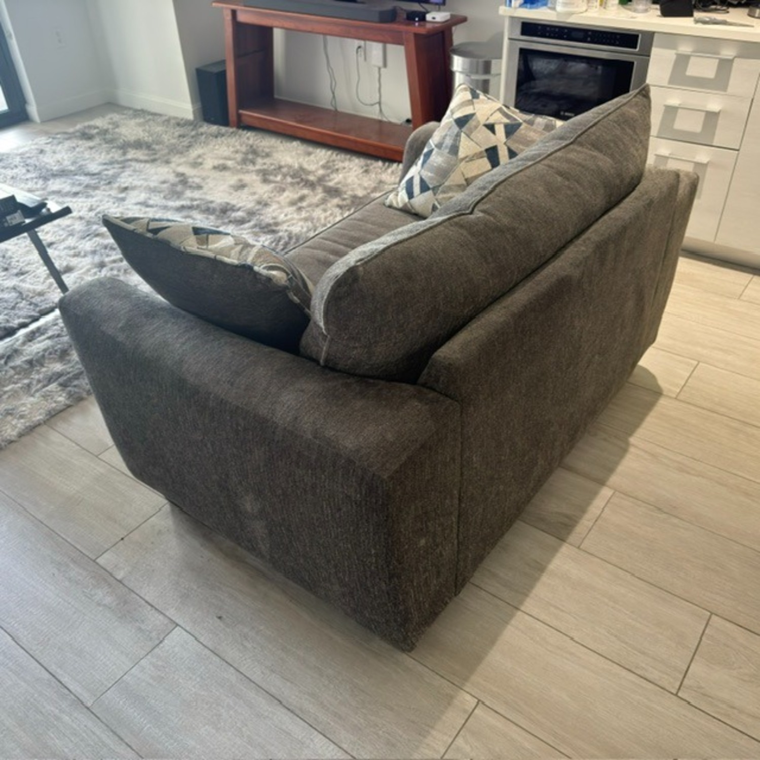 Rooms To Go Dark Gray Fabric Loveseat - image-2