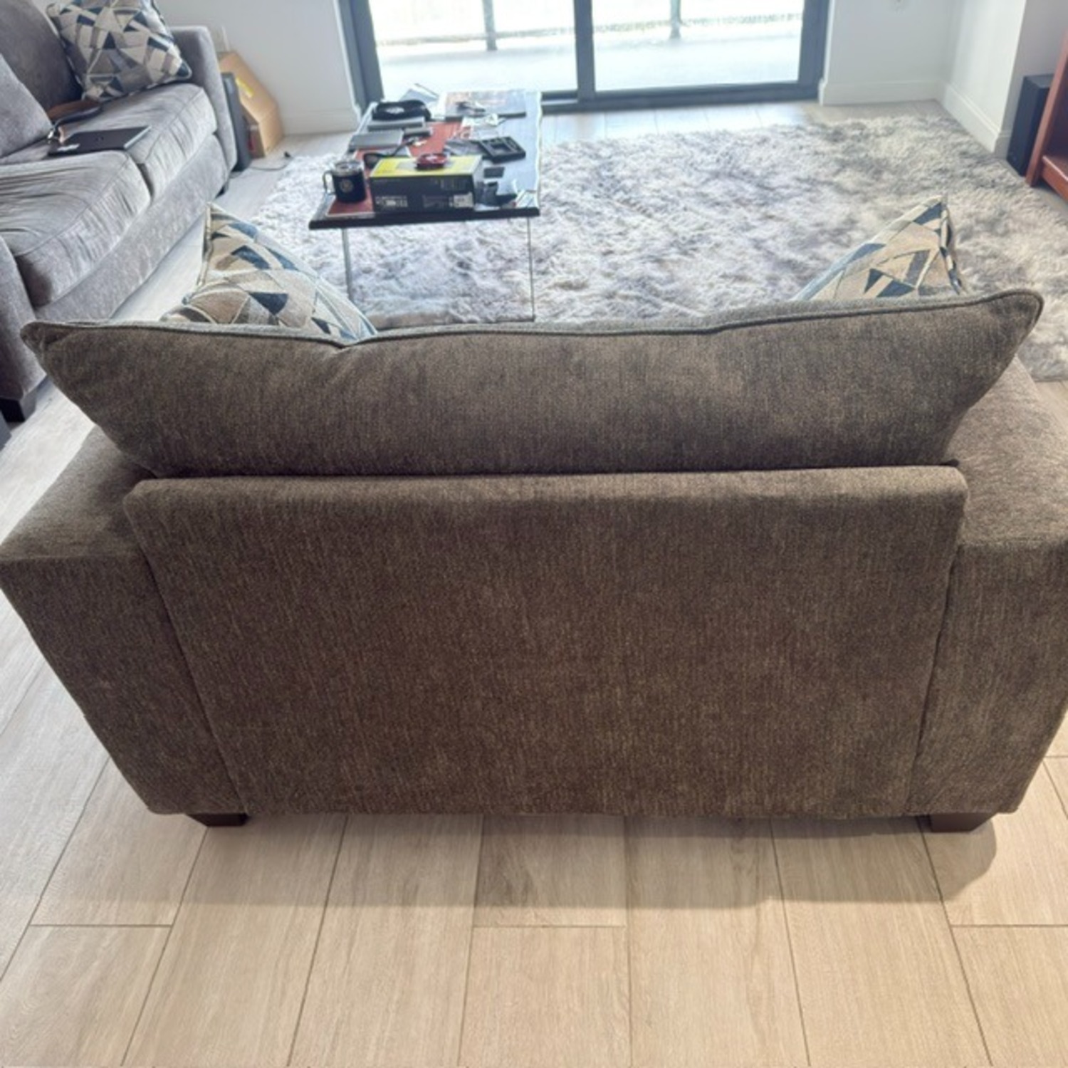 Rooms To Go Dark Gray Fabric Loveseat - image-4