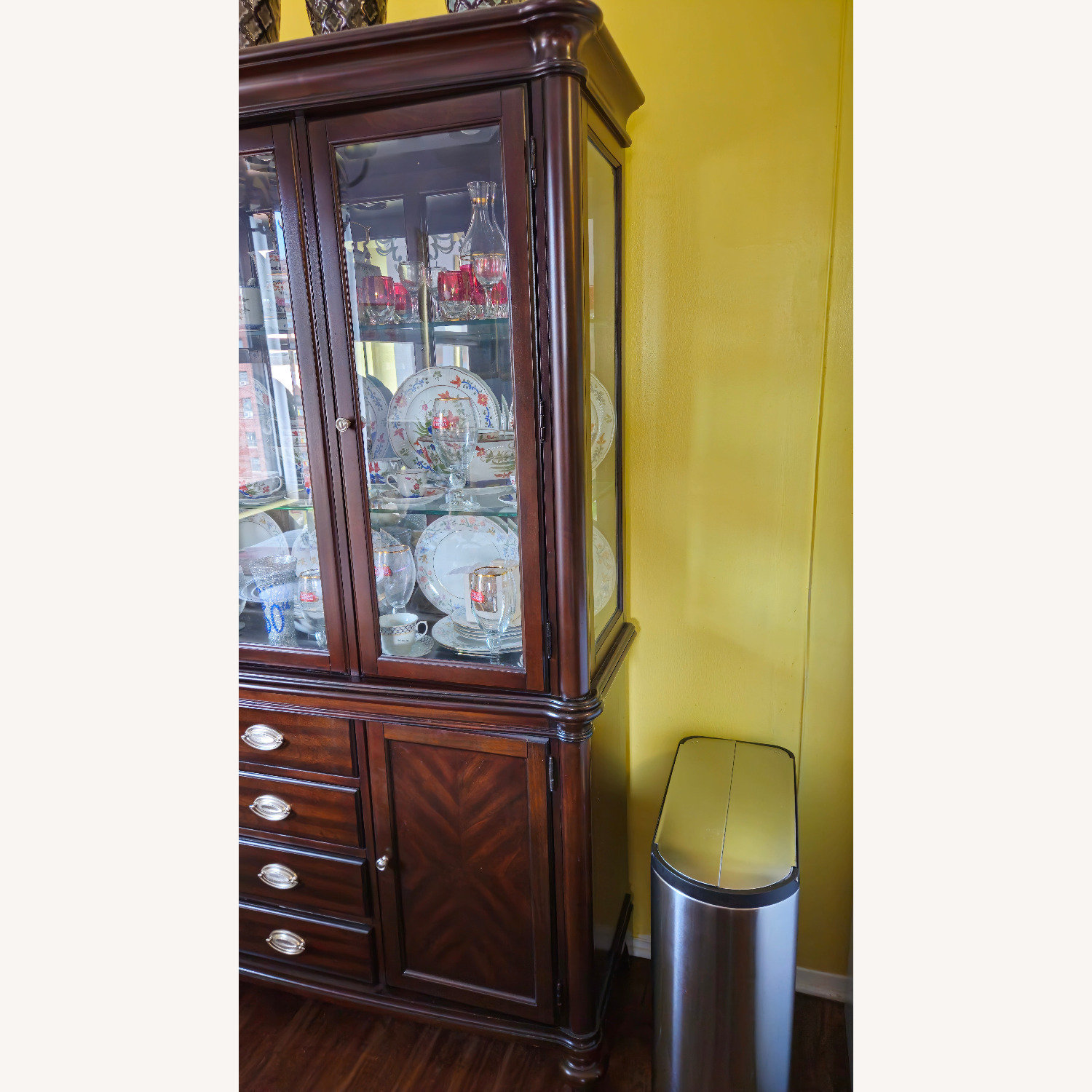 Raymour & Flanigan Dark Brown Wood China Cabinet - image-4