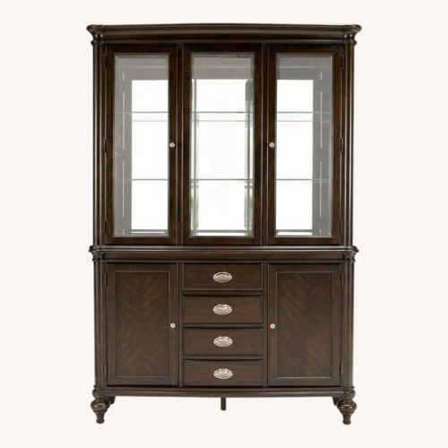 Used Raymour & Flanigan Dark Brown Wood China Cabinet for sale on AptDeco