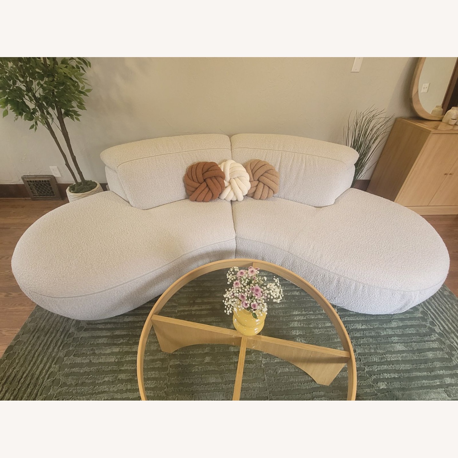 Natuzzi Mindful White Boucle 2 Piece Sectional - image-1