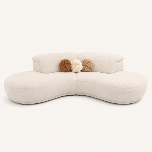 Used Natuzzi Mindful White Boucle 2 Piece Sectional for sale on AptDeco