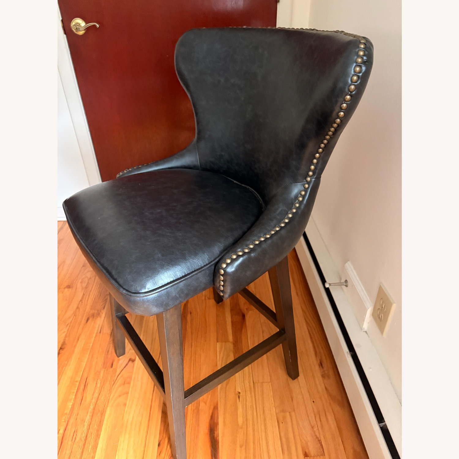 Black Leather Accent Chair - image-2