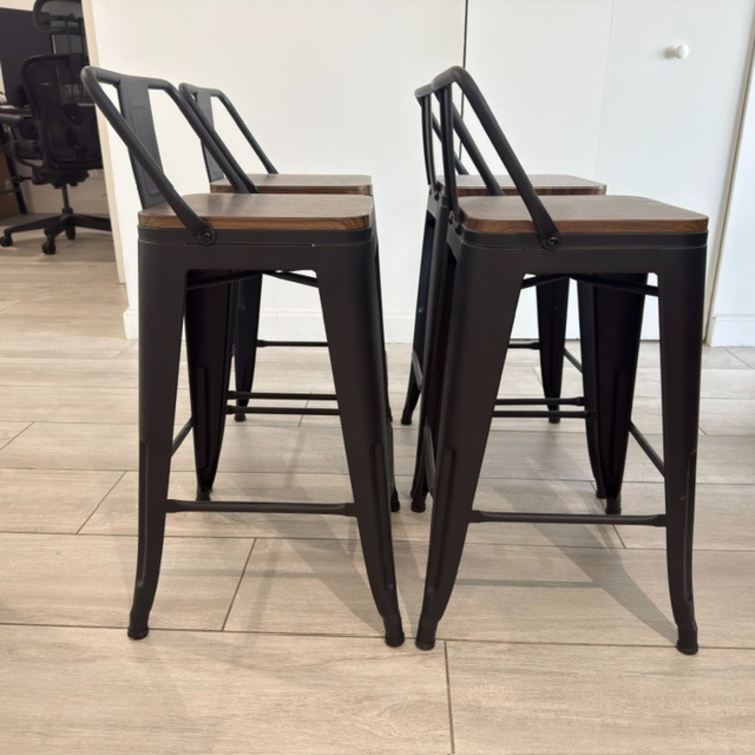 Amazon Dark Brown Metal Stools - image-2
