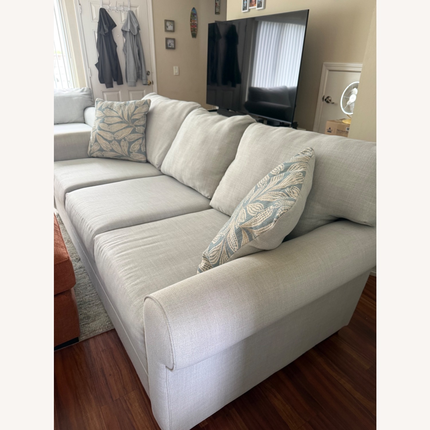 Light Gray Fabric Loveseat - image-3