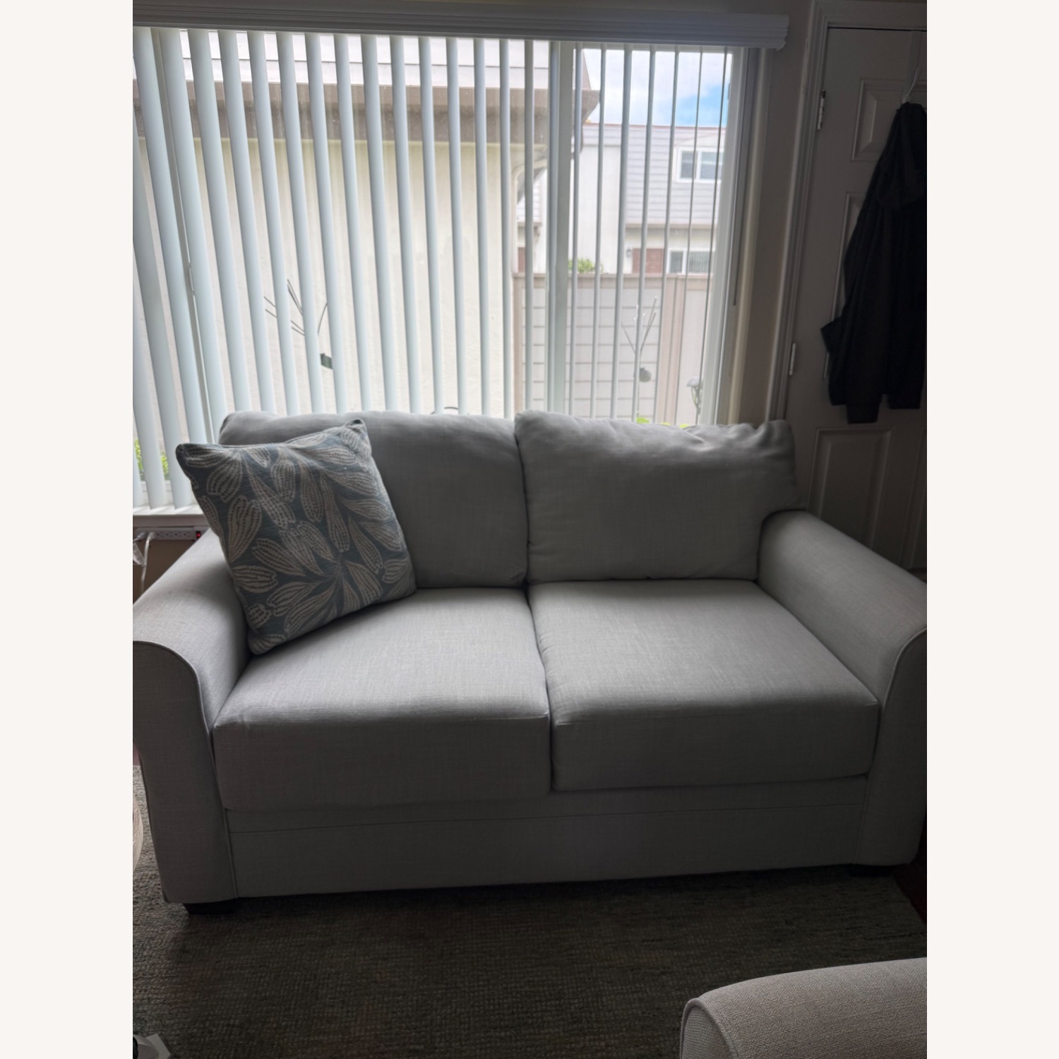 Light Gray Fabric Loveseat - image-1