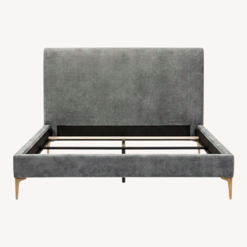 Used West Elm Queen Andes Bed in Gray Velvet Fabric  for sale on AptDeco