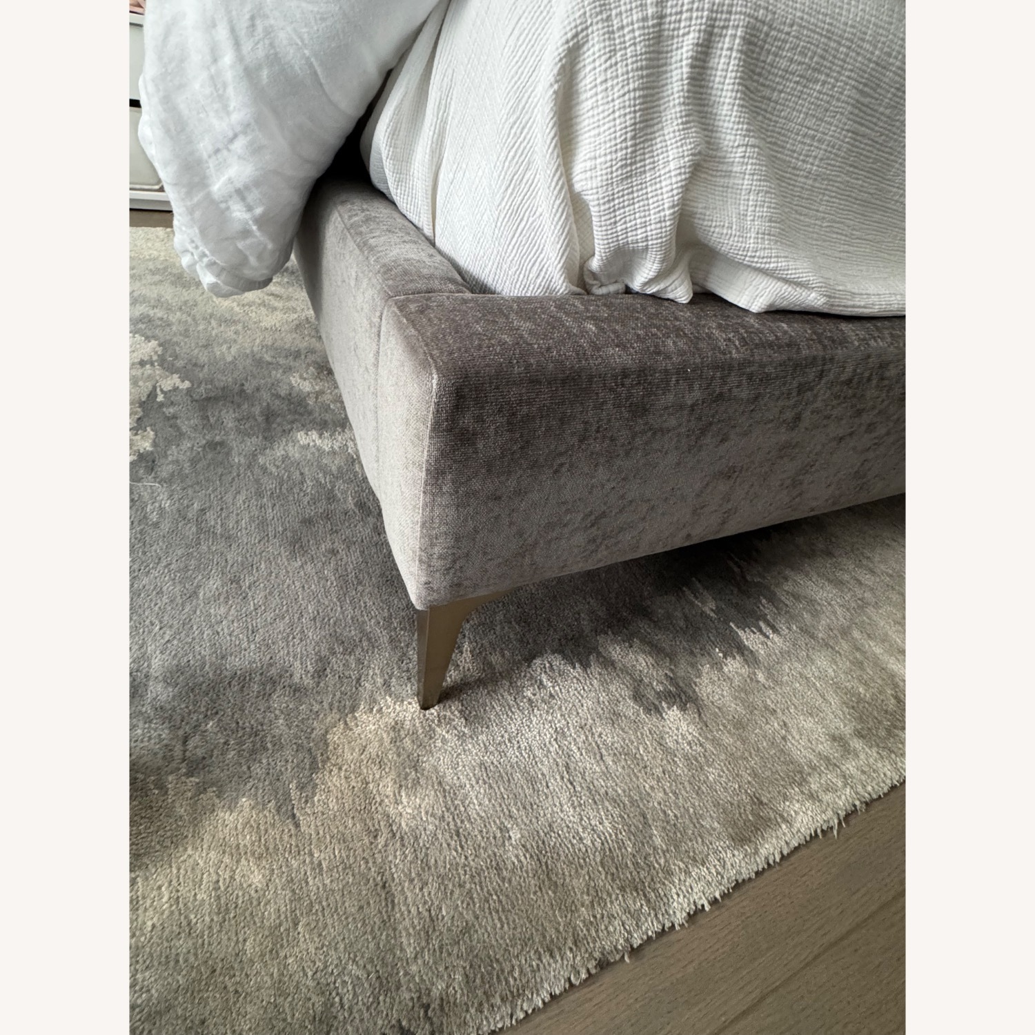 West Elm Queen Andes Bed in Gray Velvet Fabric  - image-3