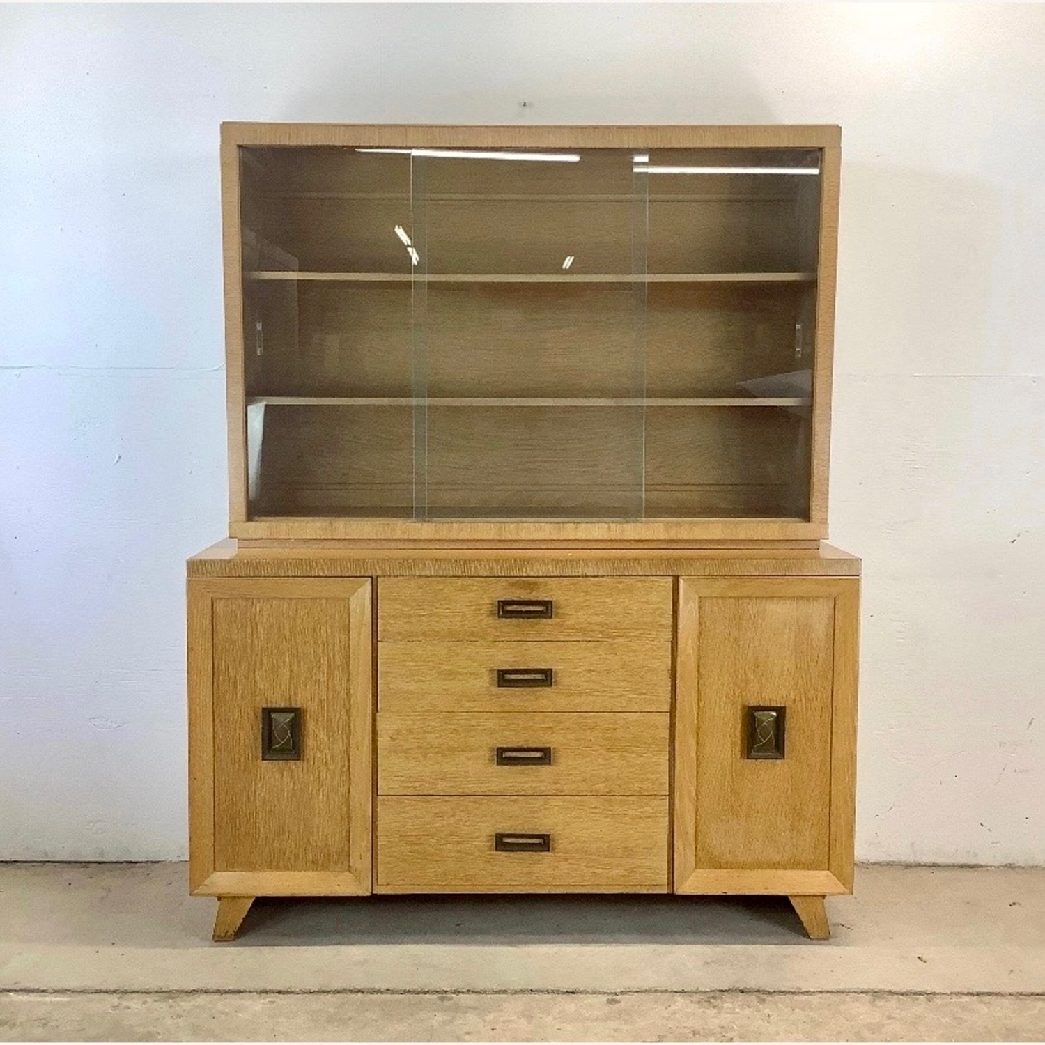 Blonde Oak Mid-Century Storage + Display Piece   - image-1