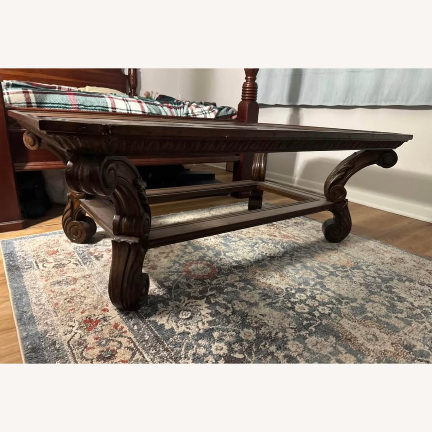 Marge Carson Dark Brown Wood Coffee Table - image-2