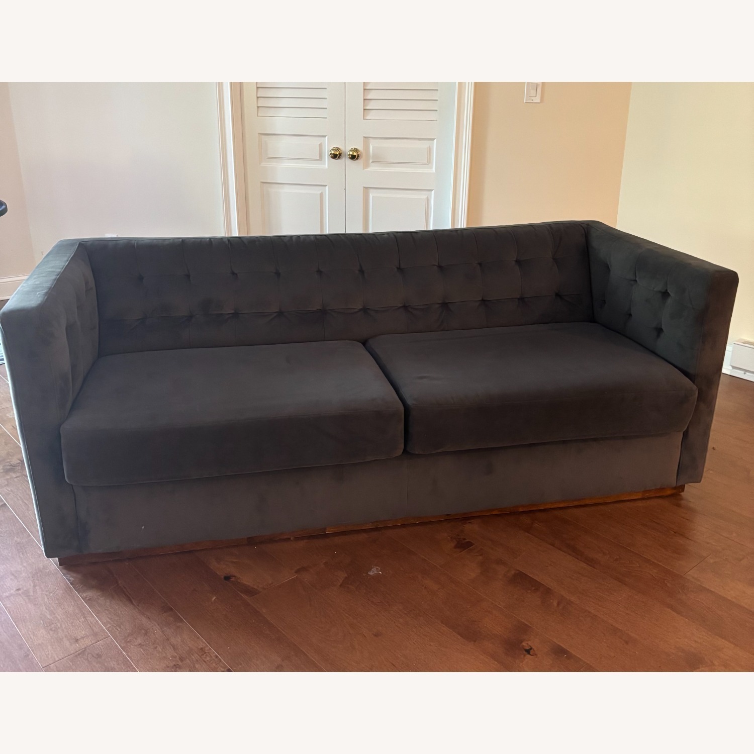 West Elm Dark Gray Velvet Sleeper Sofa - image-2