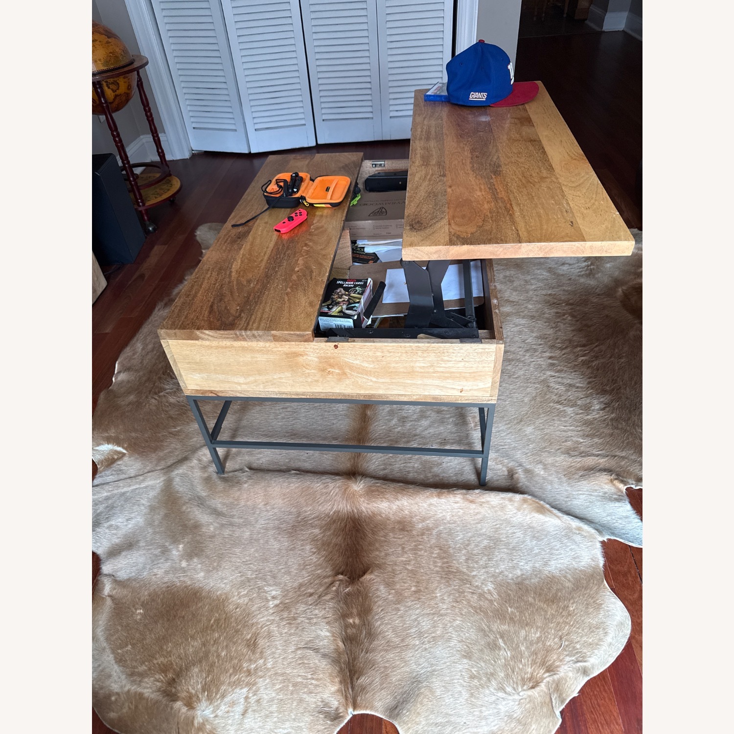 West Elm Industrial Solid Wood Storage Pop-Up Coffee Table  - image-4