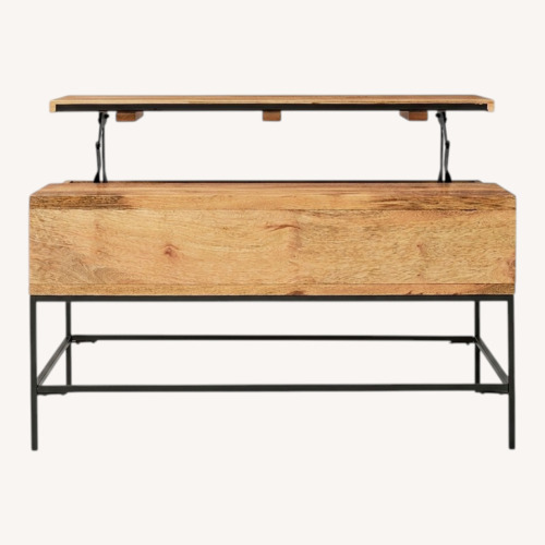 Used West Elm Industrial Solid Wood Storage Pop-Up Coffee Table  for sale on AptDeco
