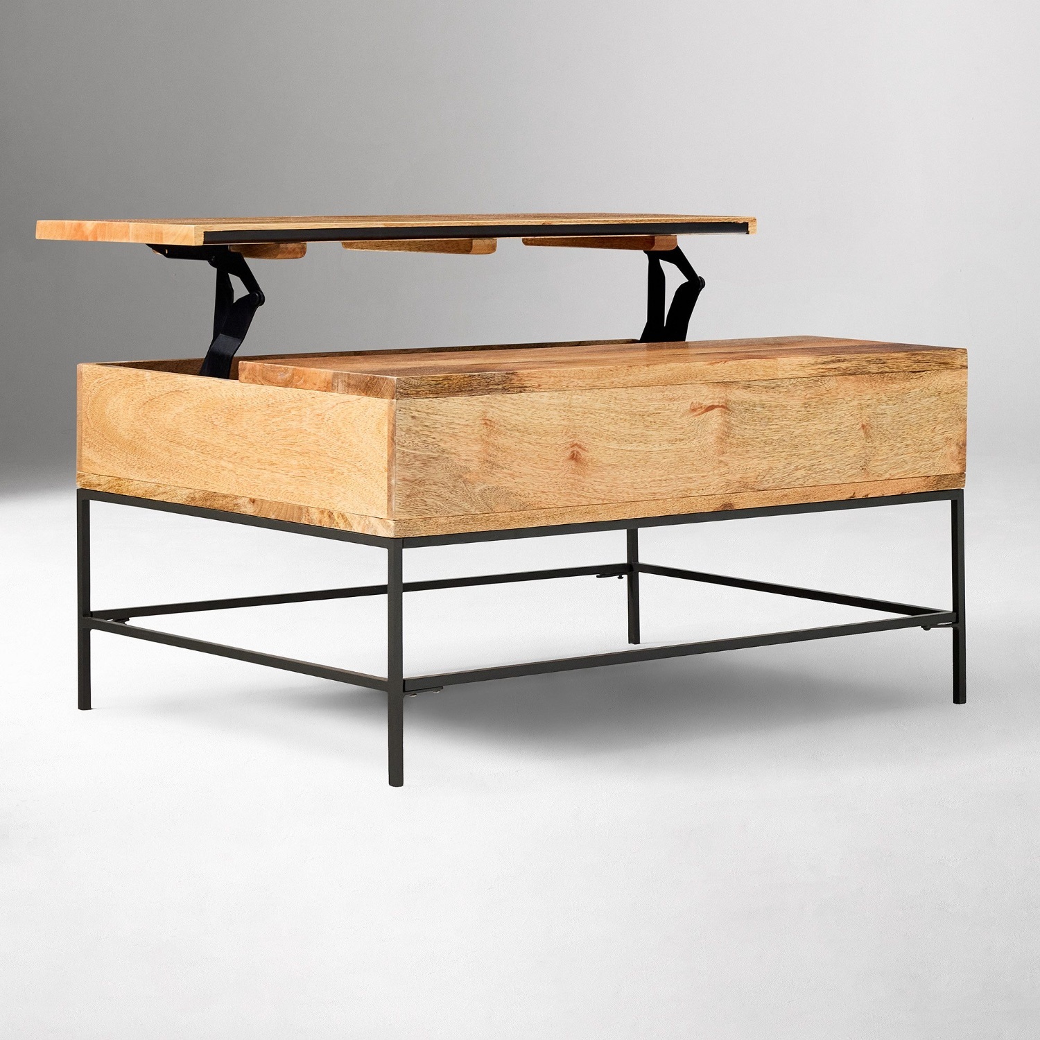 West Elm Industrial Solid Wood Storage Pop-Up Coffee Table  - image-5