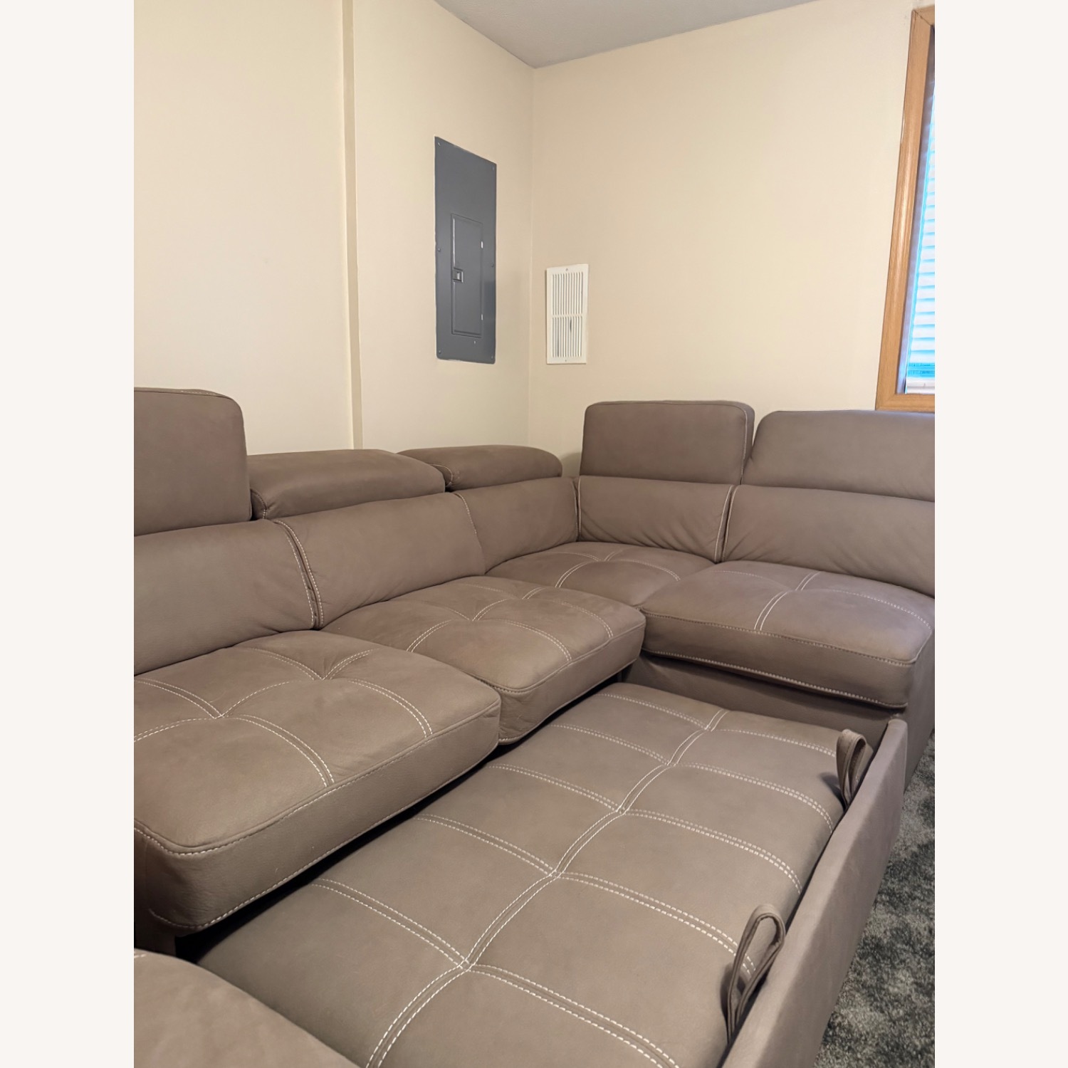 Light Brown Leather 3+ Piece Sectional - image-3