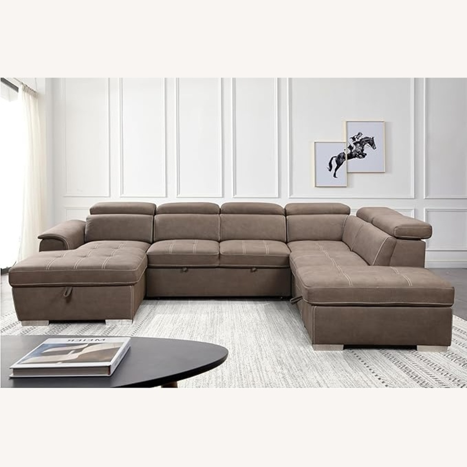 Light Brown Leather 3+ Piece Sectional - image-4