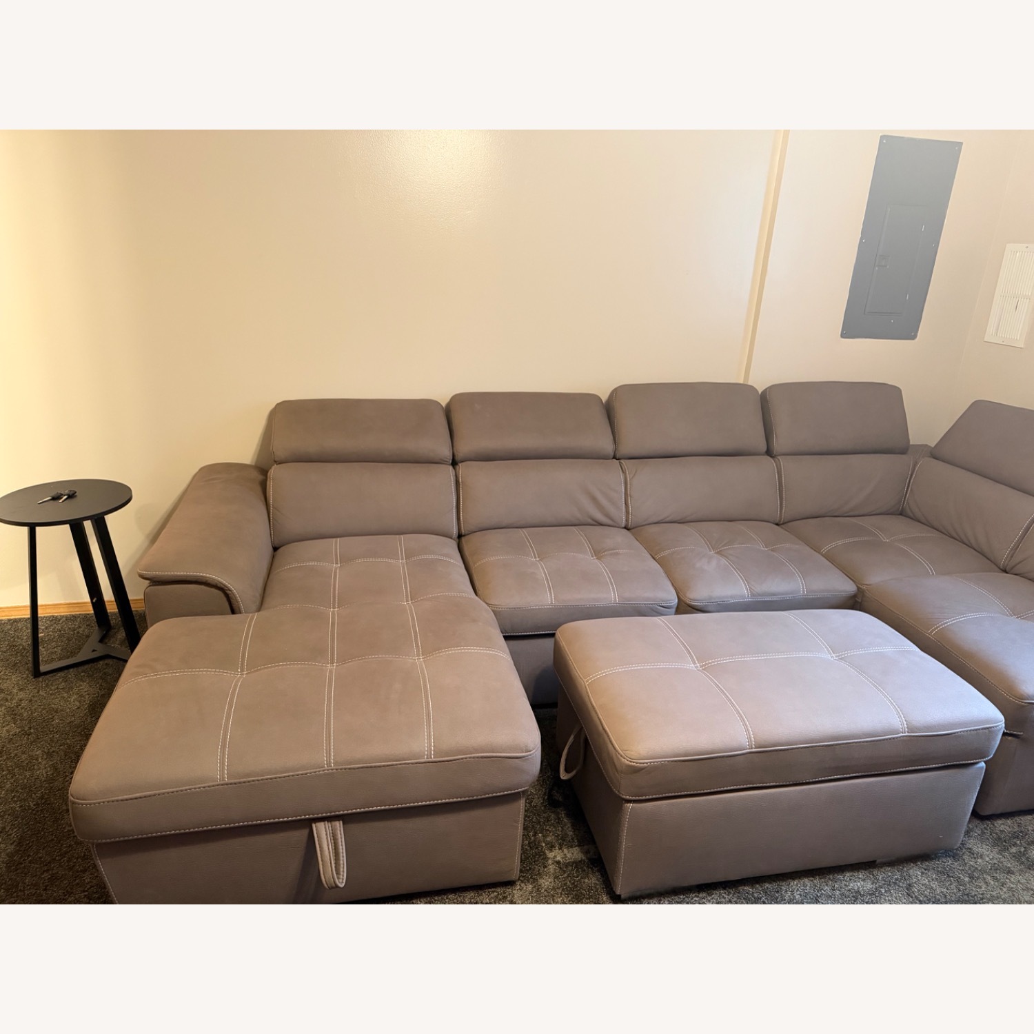 Light Brown Leather 3+ Piece Sectional - image-1