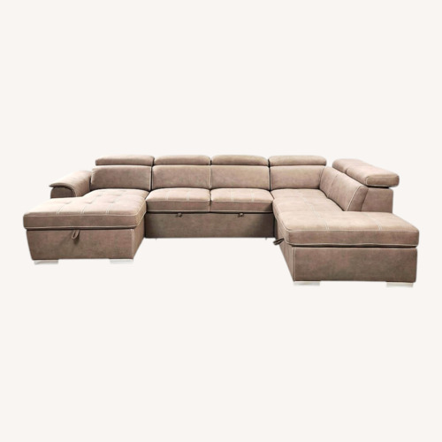 Used Light Brown Leather 3+ Piece Sectional for sale on AptDeco