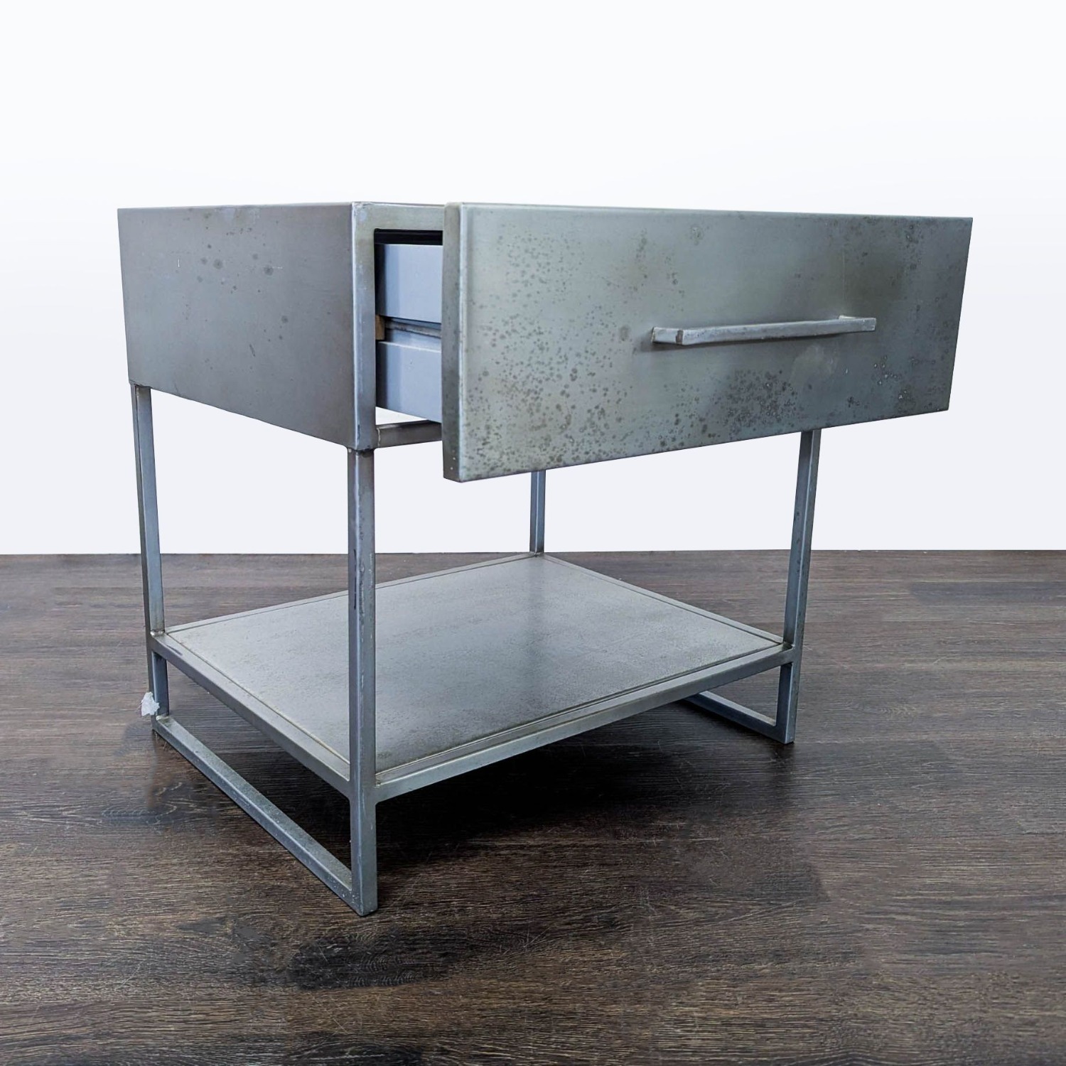 CB2 Proof One Drawer Metal Nightstand with Shelf - image-9