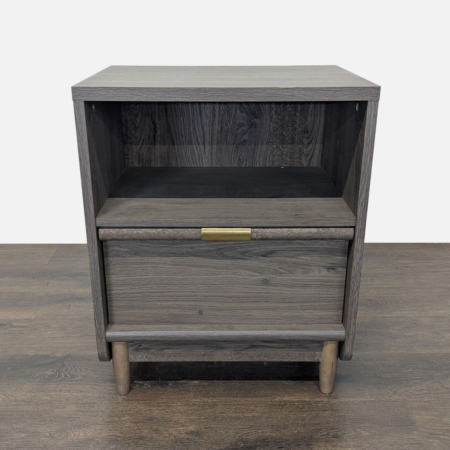 One Drawer Open Shelf Nightstand	 - image-1