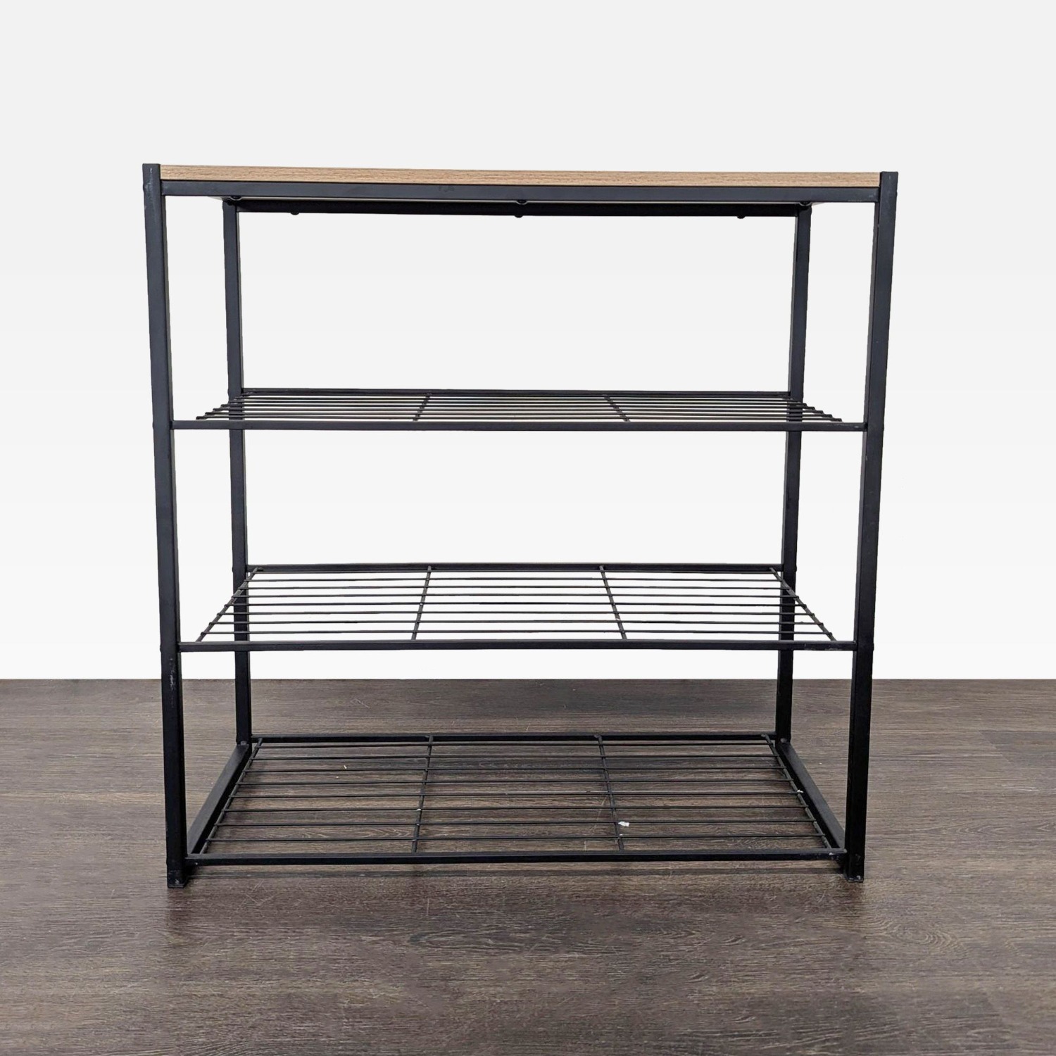 Metal Shoe Rack with Wood Top - image-1