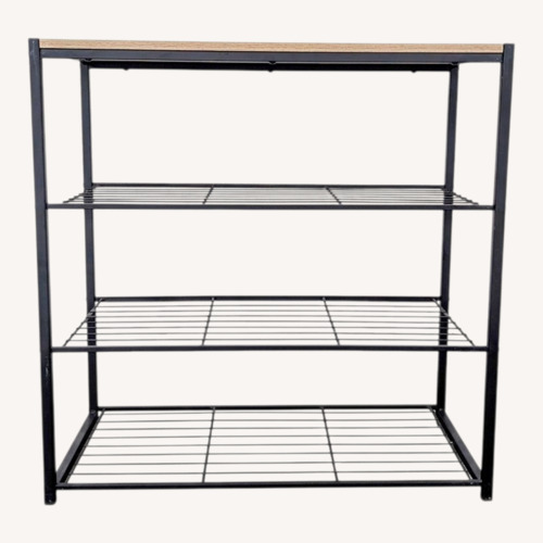 Used Metal Shoe Rack with Wood Top for sale on AptDeco