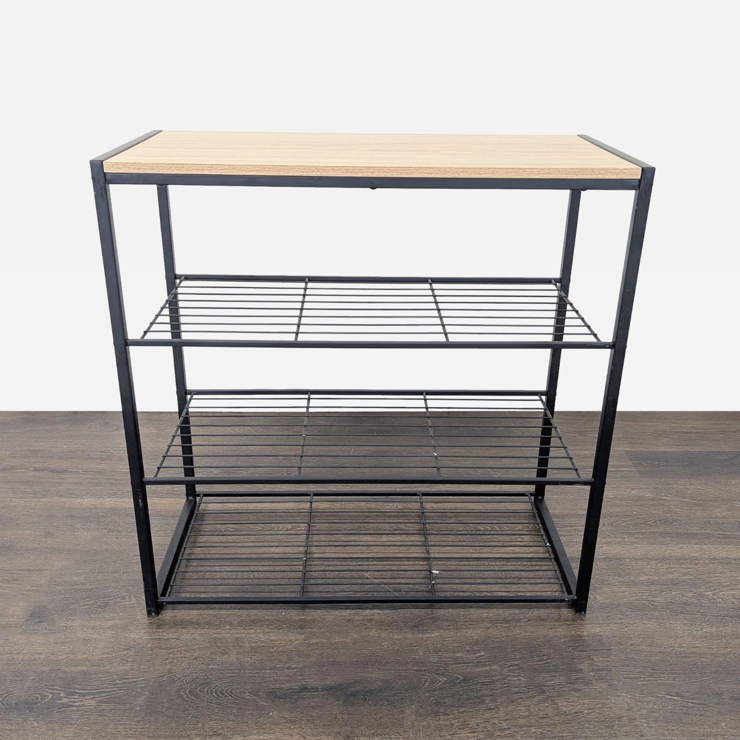 Metal Shoe Rack with Wood Top - image-2